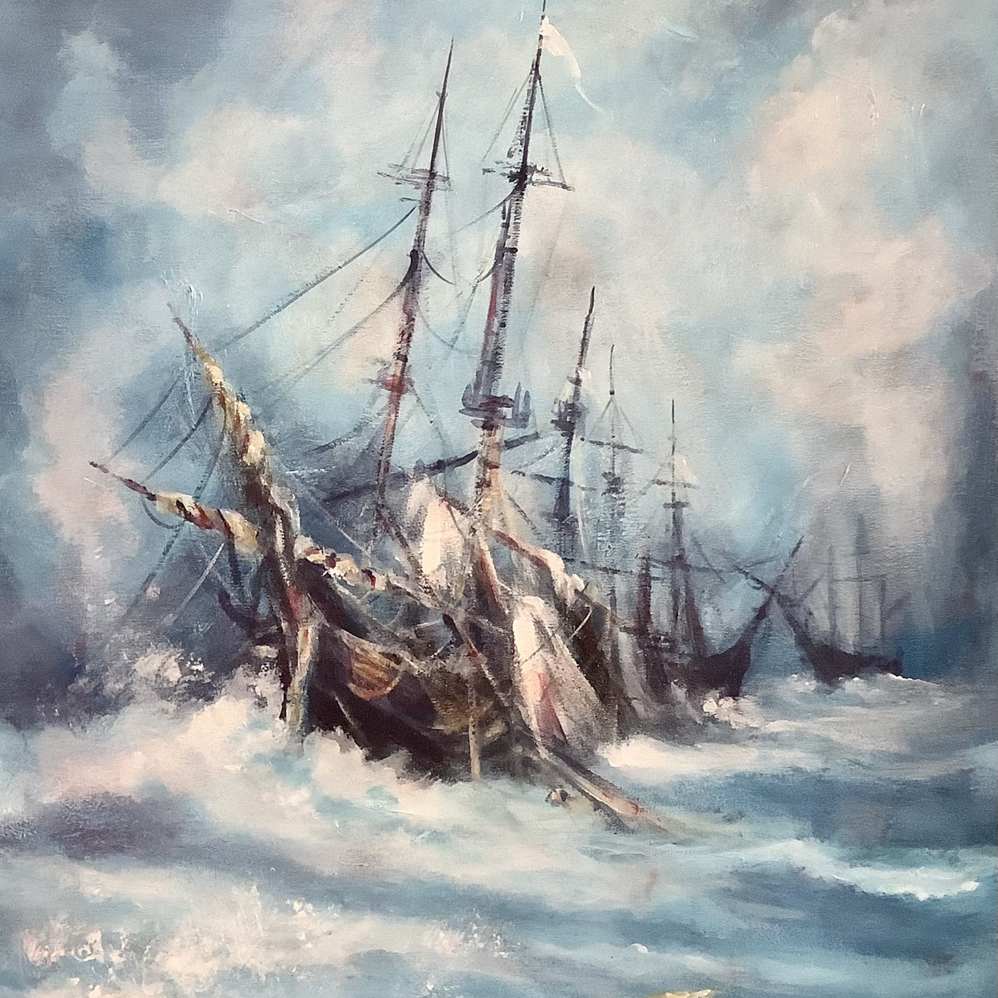 A grand british frigate on some choppy seas