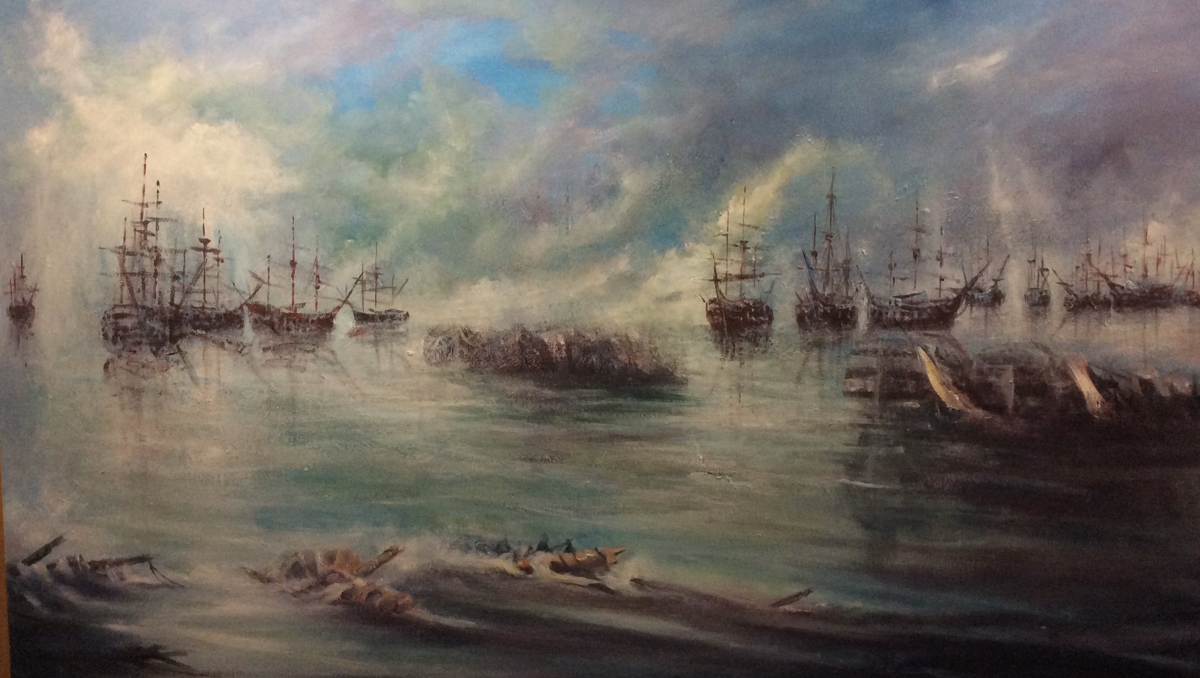 Some british frigates at sea