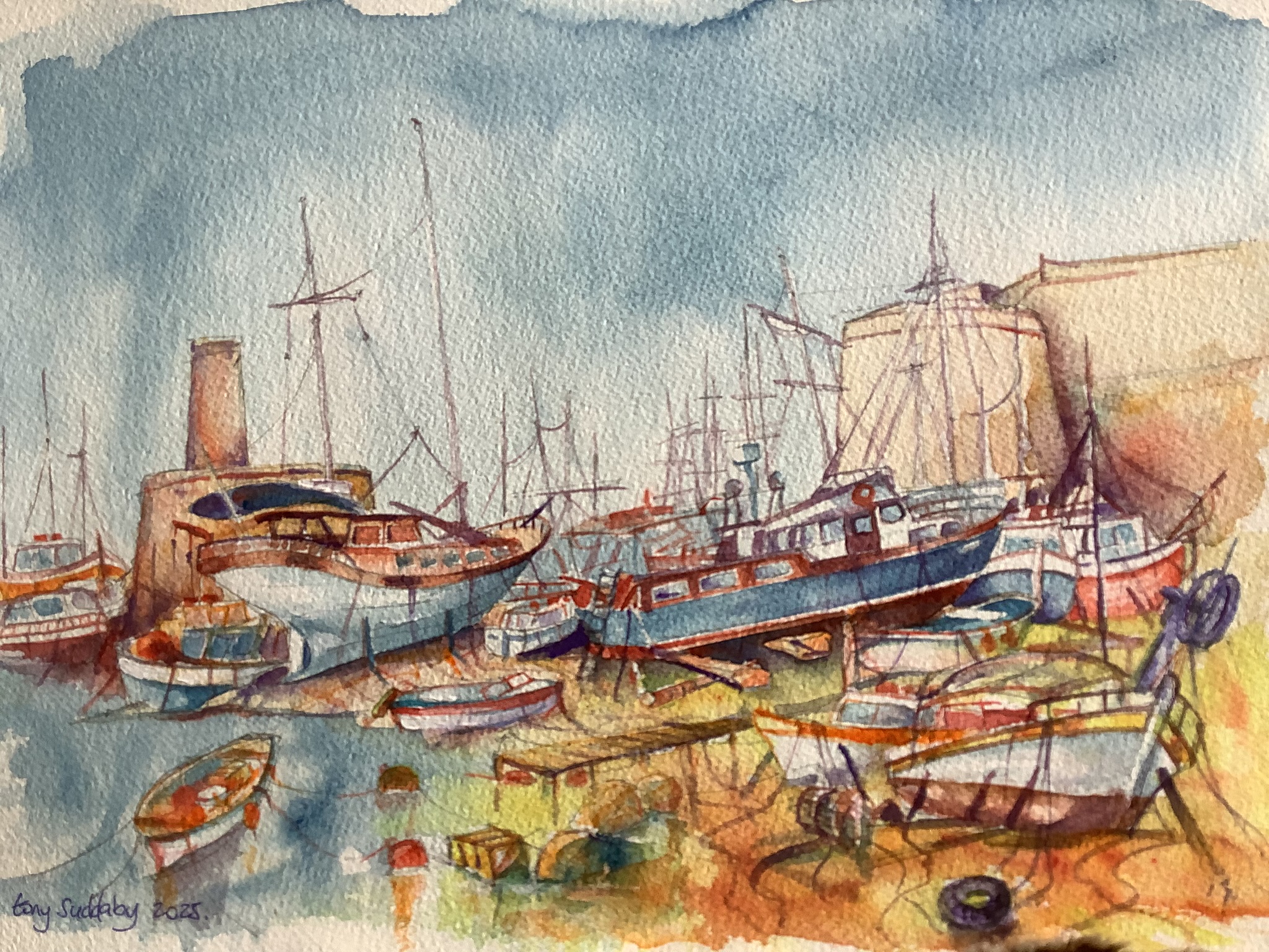 A cartoon harbour in Cyprus