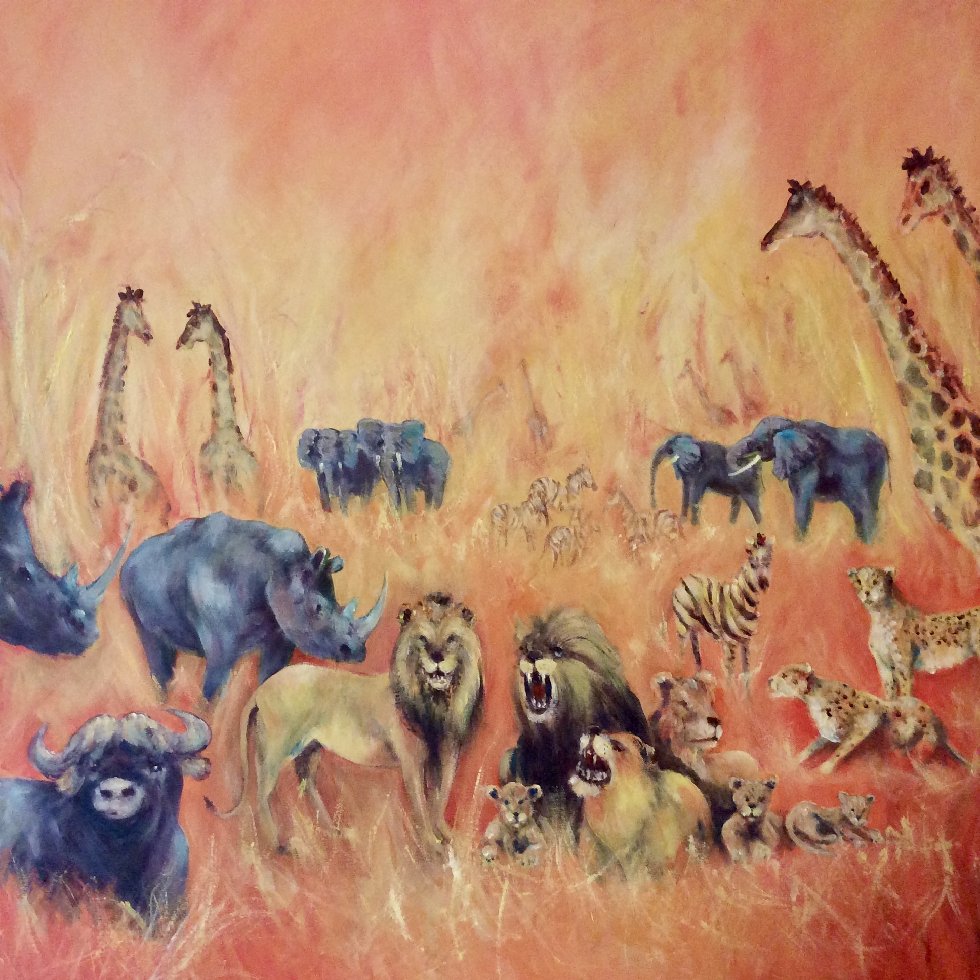 An african safari sunset scene