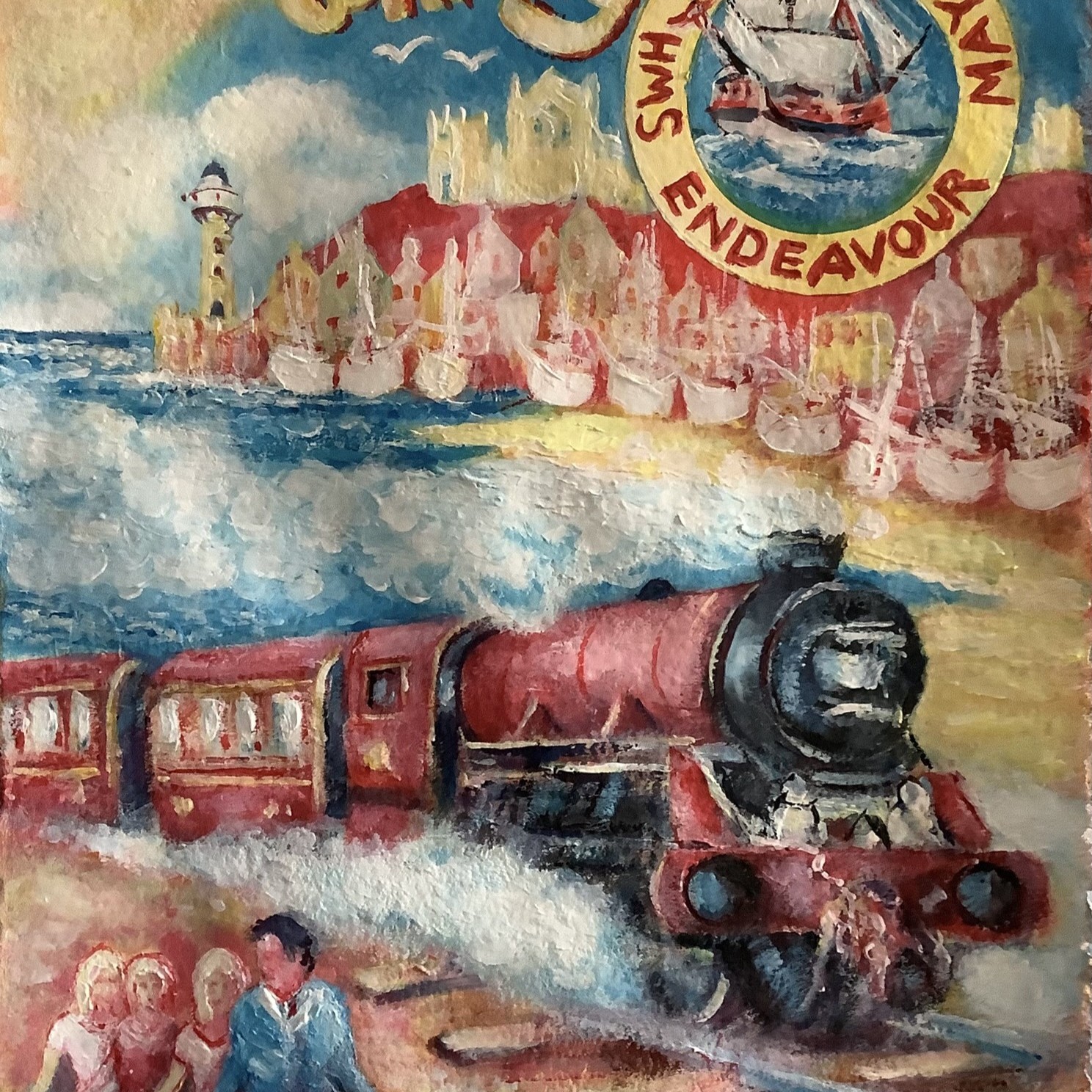 Cartoon train scene at whitby