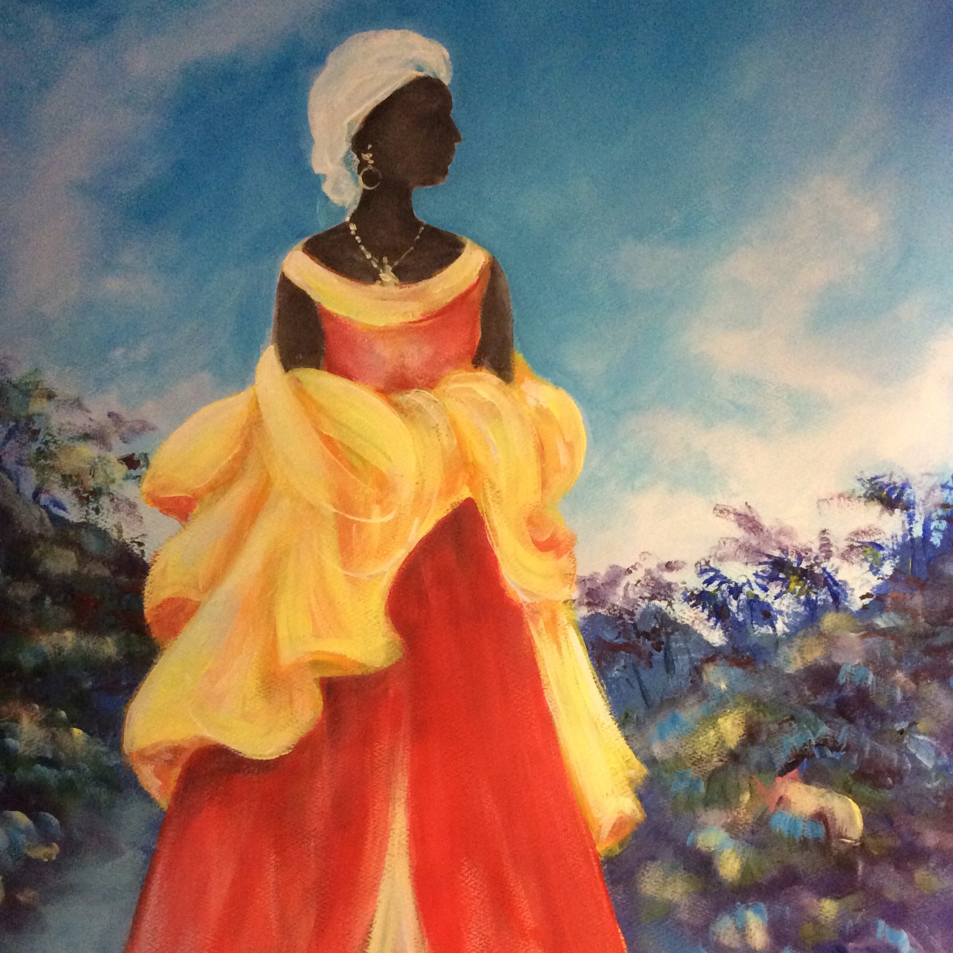 A caribbean lady in traditional clothing